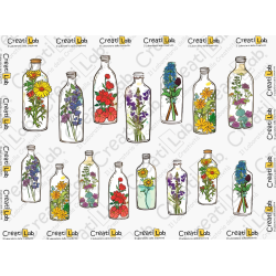 Stickers Adesivi Bottiglie con fiori