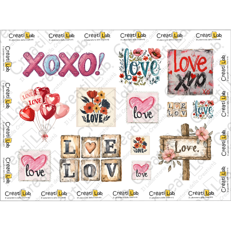 Stickers Adesivi Love watercolor