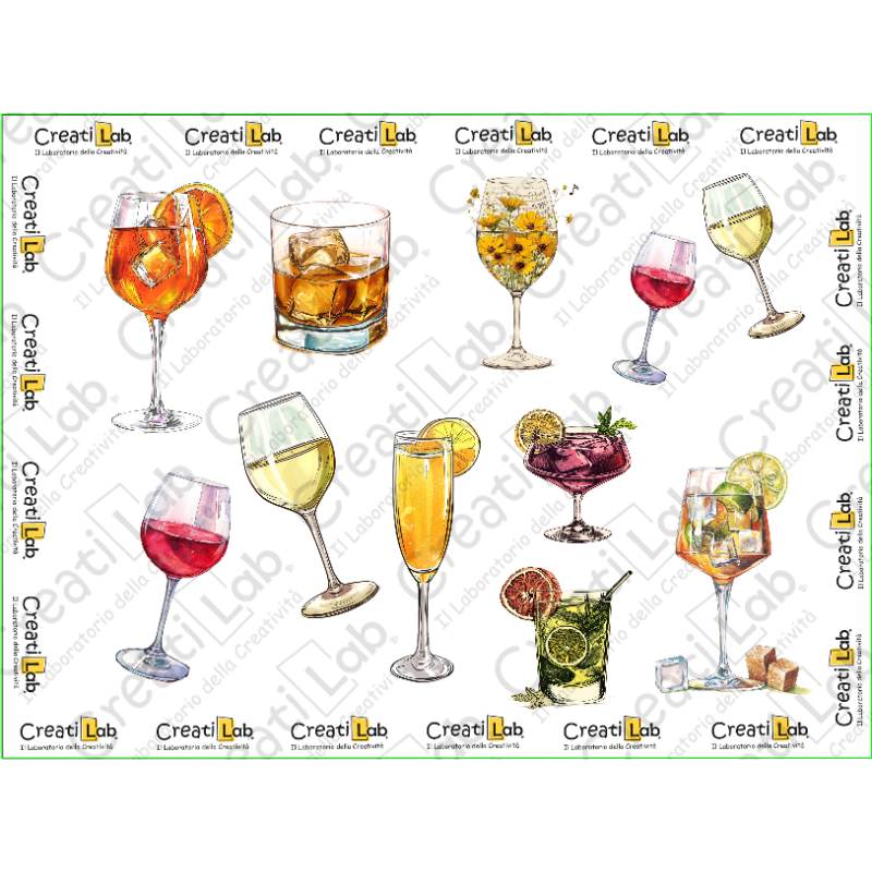 Stickers Adesivi Bicchieri con aperitivi