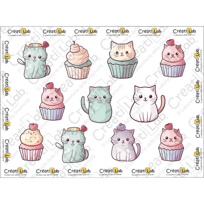 Stickers Adesivi Gatti muffin