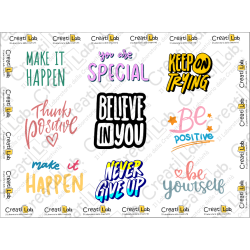 Stickers Adesivi Scritte motivazionali colorate