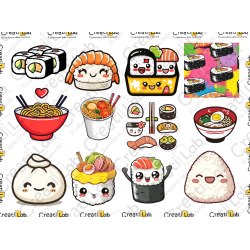 Stickers Adesivi Sushi kawaii