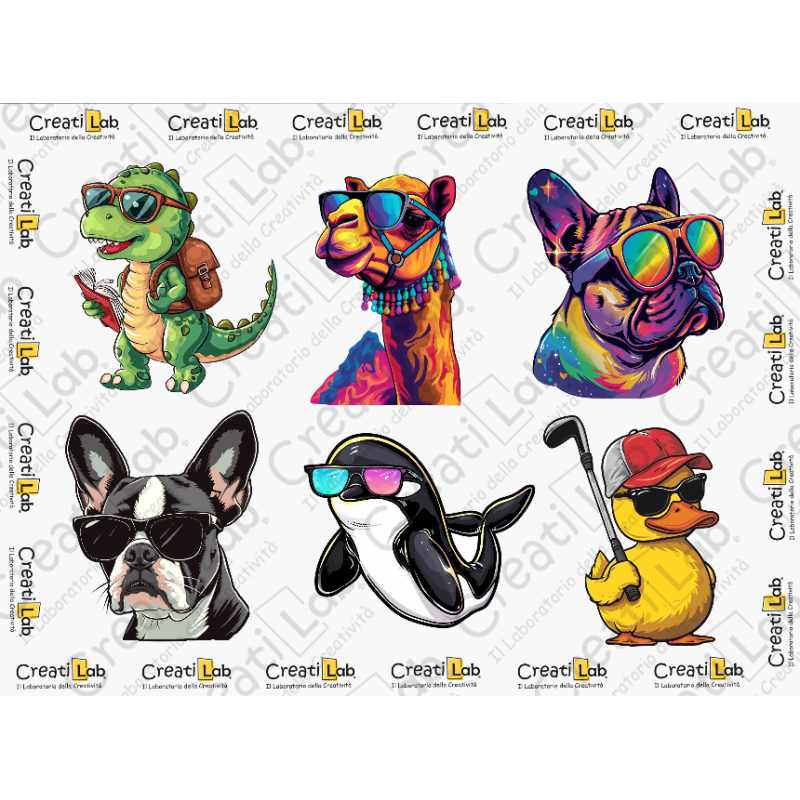 Stickers Adesivi Animali con Occhiali