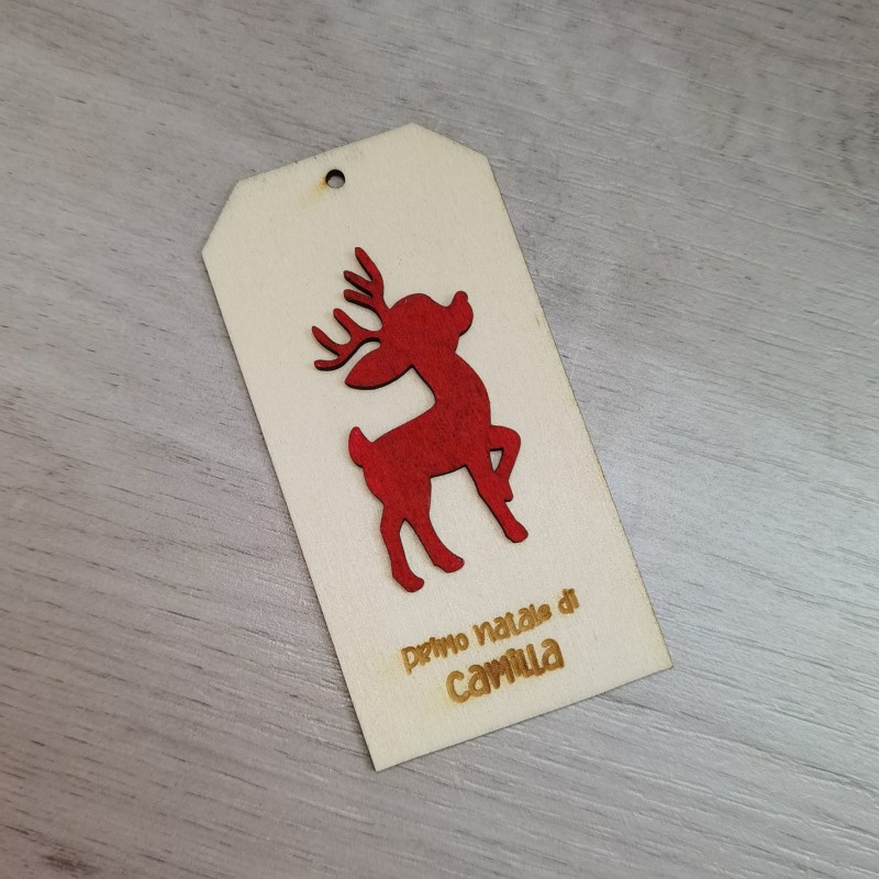 Decorazione Natale in Legno personalizzata con nome e Renna