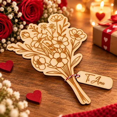 Bouquet floreale in legno