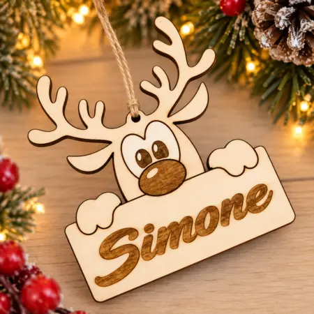 Decorazione albero di Natale personalizzata renna con nome