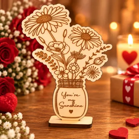 Decorazione Bouquet floreale in legno da appoggio