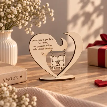 Decorazione in legno "Innamorati in Altalena"