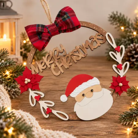 Decorazione Natale in Legno, Ghirlanda Natale, Fuori Porta Merry Christmas