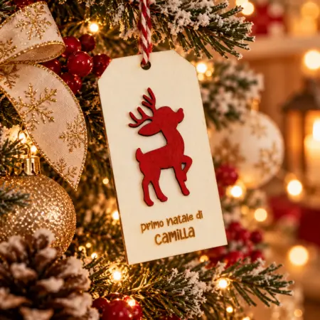 Decorazione Natale in Legno personalizzata con nome e Renna