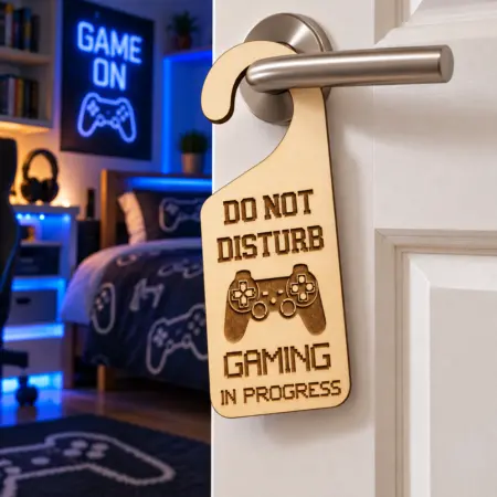 Fuori porta in Legno "Do Not Disturb, Gaming in Progress"