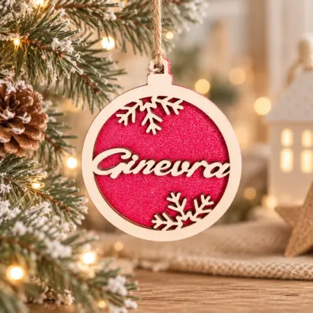 Pallina di Natale personalizzata con nome e sfondo in feltro