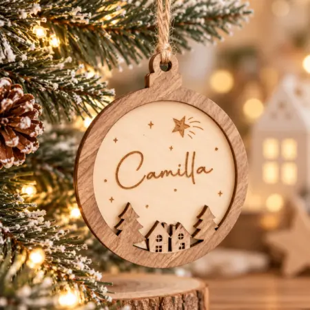Pallina di Natale Personalizzata doppio strato con Sfondo Chiaro