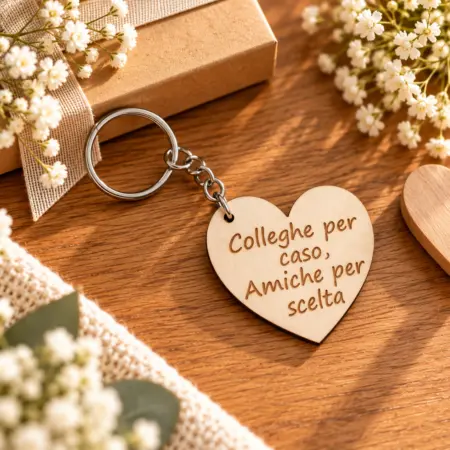 Portachiavi Personalizzato in Legno "Colleghe per caso, amiche per scelta"