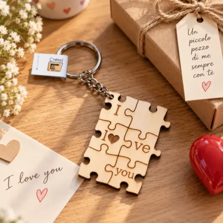 Portachiavi Personalizzato in Legno "Puzzle"