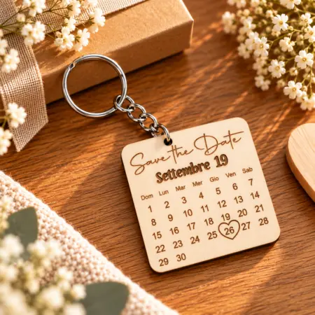 Portachiavi Personalizzato in Legno Save the Date