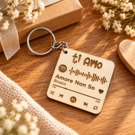 Portachiavi Personalizzato Spotify in Legno
