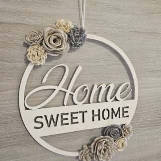 Targa da appendere "Home Sweet Home" con fiori  