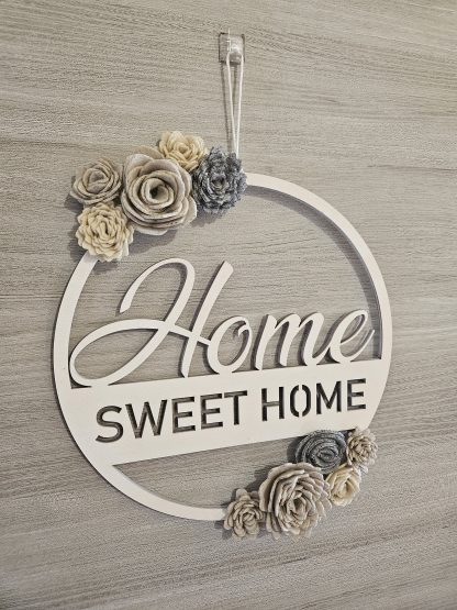 Targa da appendere "Home Sweet Home" con fiori  