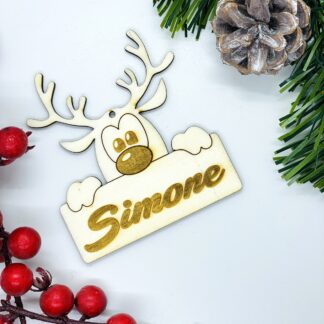 Decorazione albero di Natale personalizzata renna con nome  