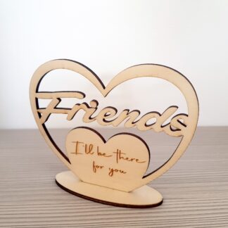 Decorazione in legno a forma di Cuore con dedica ad un amico o amica  