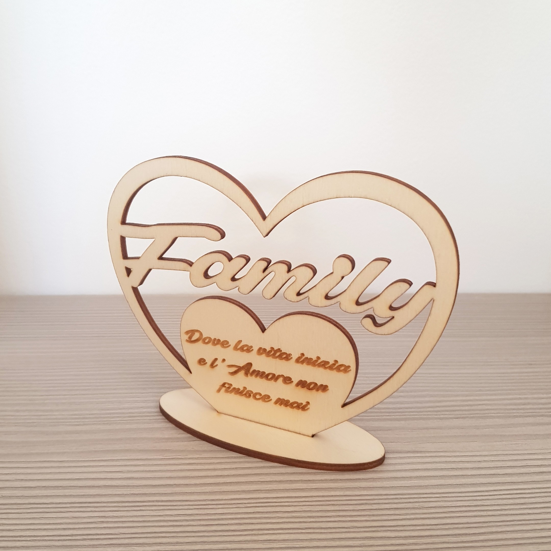 Targa Decorativa In Legno A Forma Di Cuore, 10x10 Cm, Scritta Ispirazionale, Regalo Per Famiglia E Amici