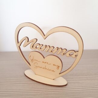 Decorazione in legno a forma di Cuore con dedica alla Mamma  