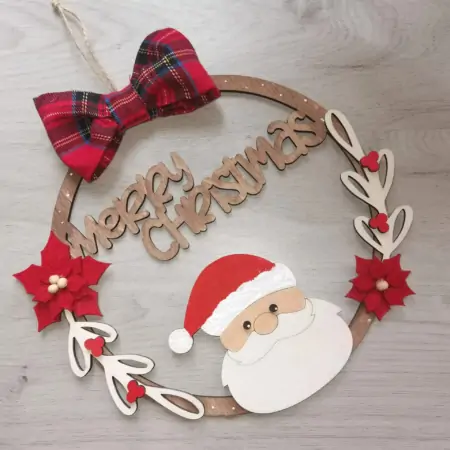 Decorazione Natale in Legno, Ghirlanda Natale, Fuori Porta Merry Christmas