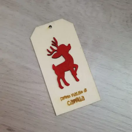 Decorazione Natale in Legno personalizzata con nome e Renna