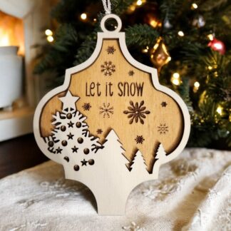 Pallina di Natale con alberi "Lei it snow" Addobbi Albero di Natale, Personalizzabile 