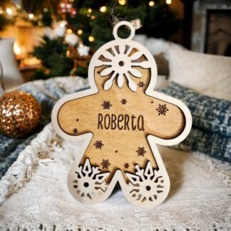 Pallina di Natale Pan di Zenzero, personalizzata con nome Addobbi Albero di Natale, Personalizzabile 