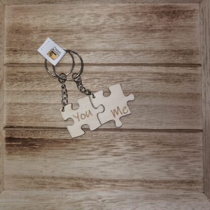 Portachiavi Personalizzato in Legno "Puzzle di coppia"  