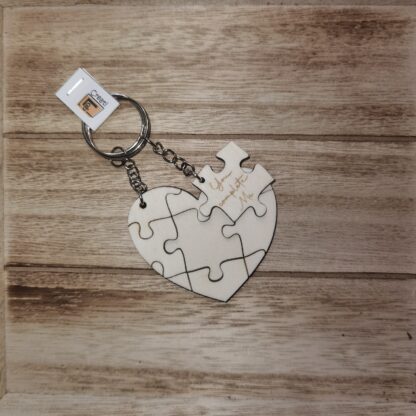 Portachiavi Personalizzato in Legno Puzzle "You complete Me"  