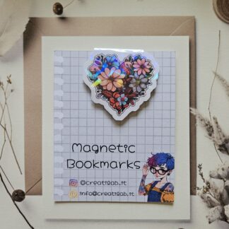 Segnalibro Magnetico Cuore con Fiori  