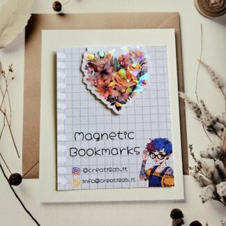 Segnalibro Magnetico Cuore con Fiori Stile 2