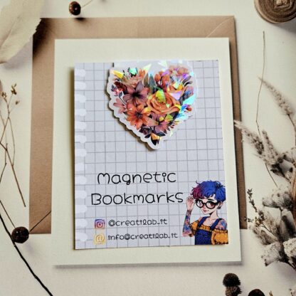 Segnalibro Magnetico Cuore con Fiori Stile 2  