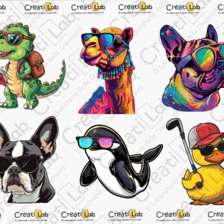 Stickers Adesivi Animali con Occhiali  