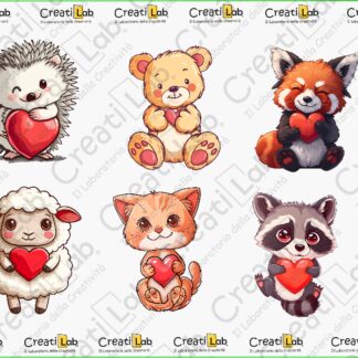 Stickers Adesivi Animali love con cuore  