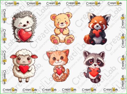 Stickers Adesivi Animali love con cuore  