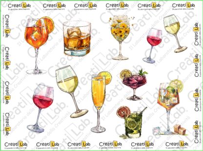 Stickers Adesivi Bicchieri con aperitivi  