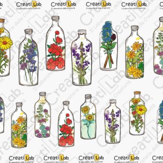 Stickers Adesivi Bottiglie con fiori  