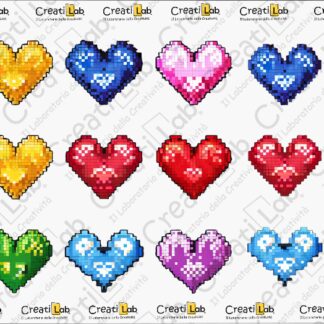 Stickers Adesivi Cuori Pixelart  