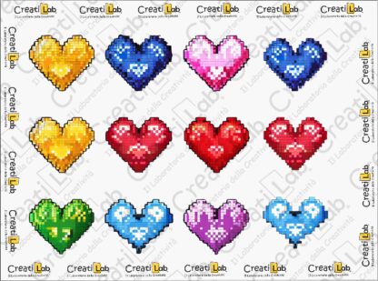 Stickers Adesivi Cuori Pixelart  