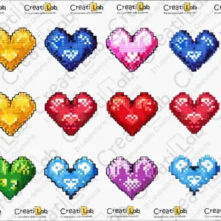 Stickers Adesivi Cuori Pixelart