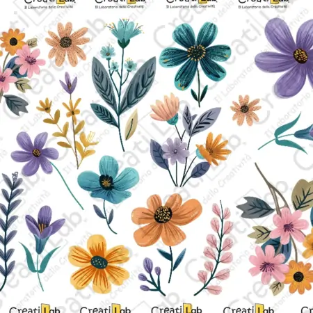 Stickers Adesivi Fiori e foglie multicolor