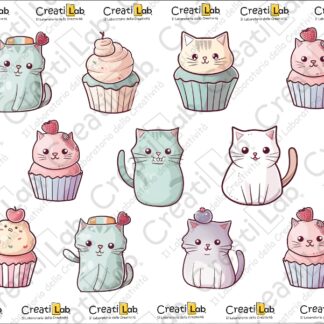 Stickers Adesivi Gatti muffin  