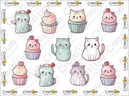 Stickers Adesivi Gatti muffin  