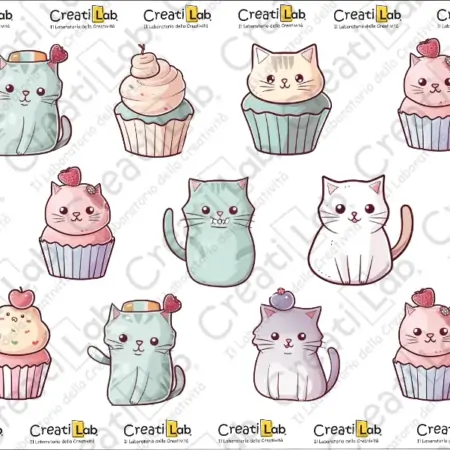 Stickers Adesivi Gatti muffin
