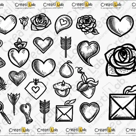 Stickers Adesivi Lineart Cuori