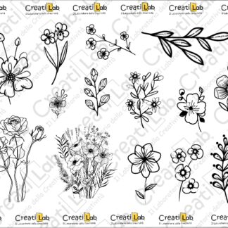 Stickers Adesivi Lineart Fiori  